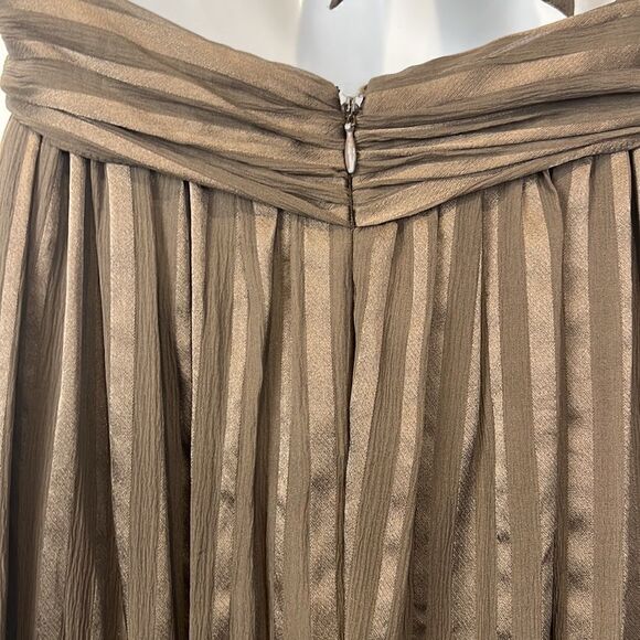 BCBG MAXAZRIA Silk Bronze/Brown Empire Waist Halter Dress Size 4 - Picture 10 of 15